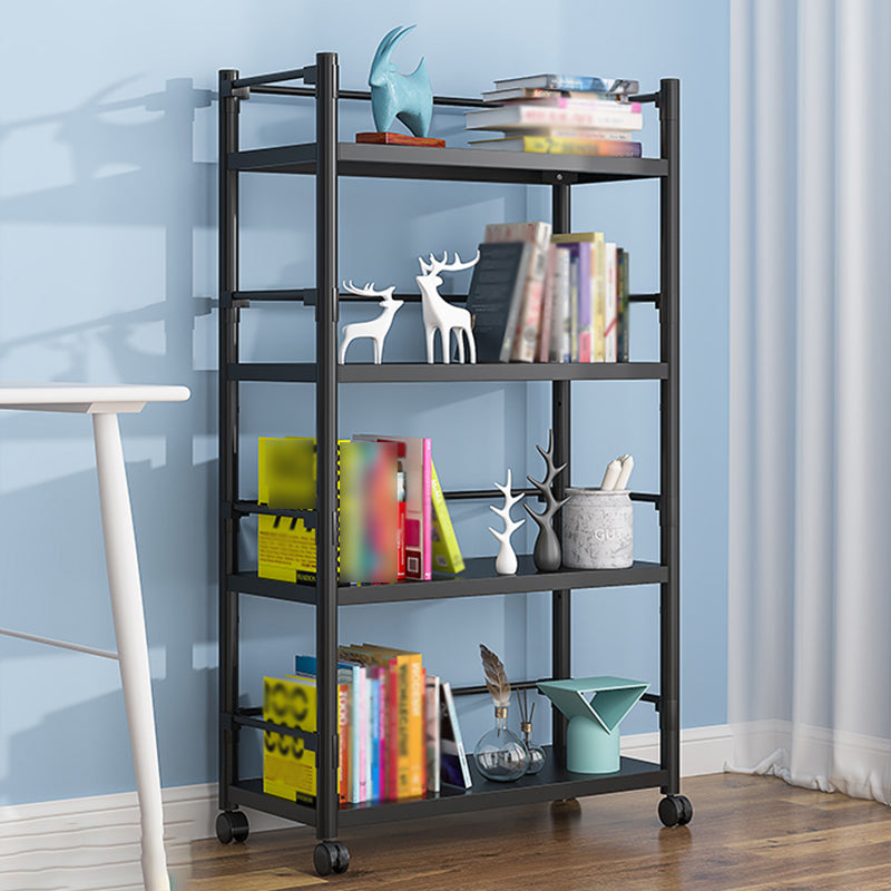 Open Etagere Bookshelf Contemporary Vertical Bookshelf with Caster Wheels