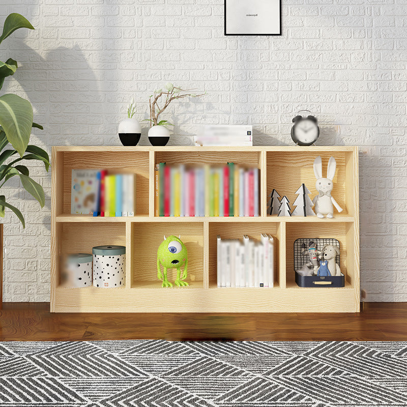 2/3-Shelf Natural Modern Bookshelf Pine Wood Geometric Closed Back Bookshelf