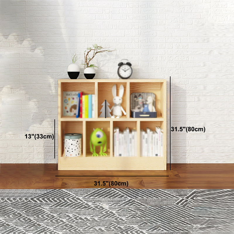 2/3-Shelf Natural Modern Bookshelf Pine Wood Geometric Closed Back Bookshelf