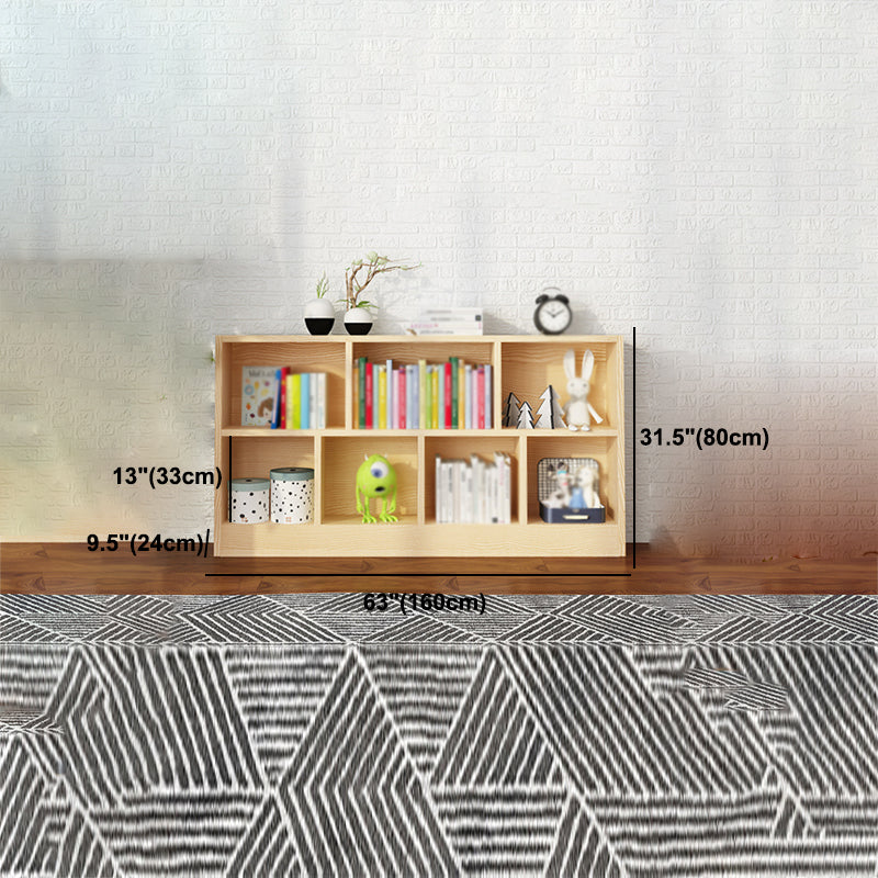 2/3-Shelf Natural Modern Bookshelf Pine Wood Geometric Closed Back Bookshelf
