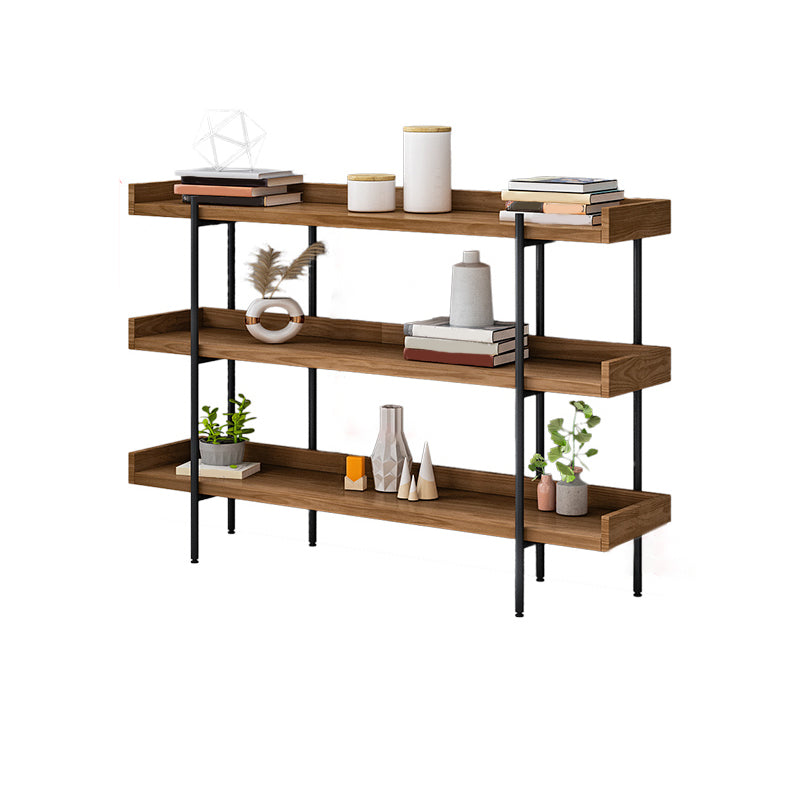 Metal Bookcase Industrial Book Shelf with Wood Rectangular Shelves