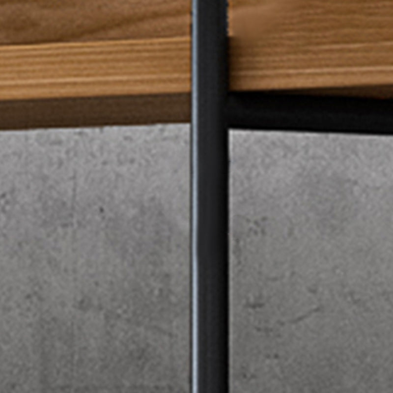 Metal Bookcase Industrial Book Shelf with Wood Rectangular Shelves