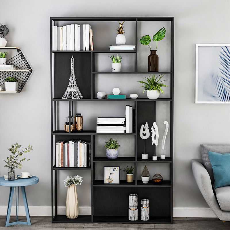 Industrial Metal Etagere Book Shelf with Rectangular Shelves Bookcase