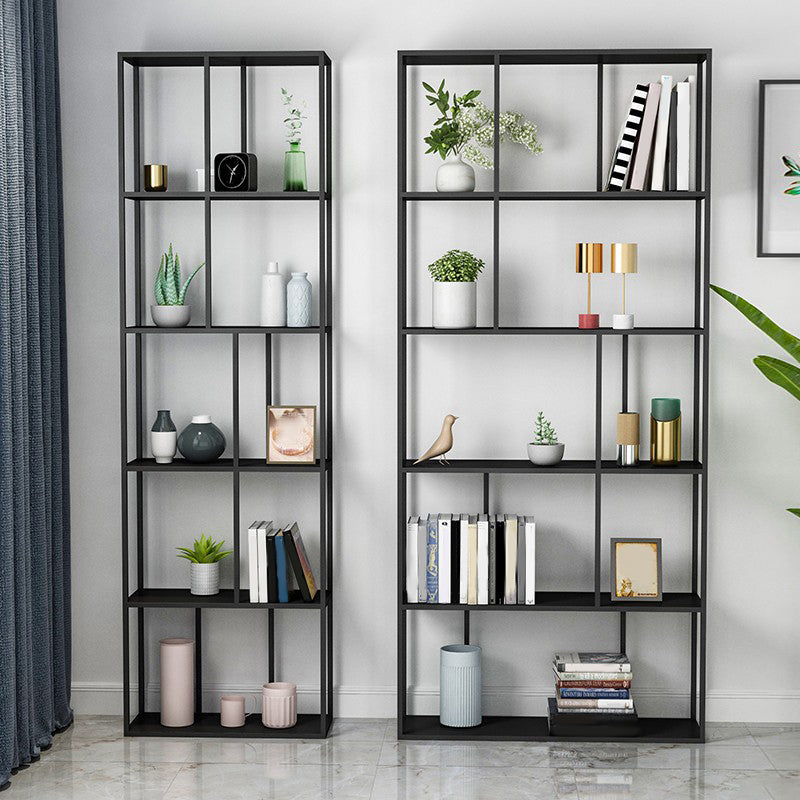Industrial Metal Etagere Book Shelf with Rectangular Shelves Bookcase