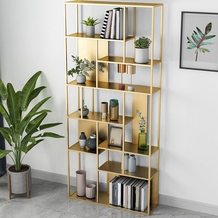 Industrial Metal Etagere Book Shelf with Rectangular Shelves Bookcase