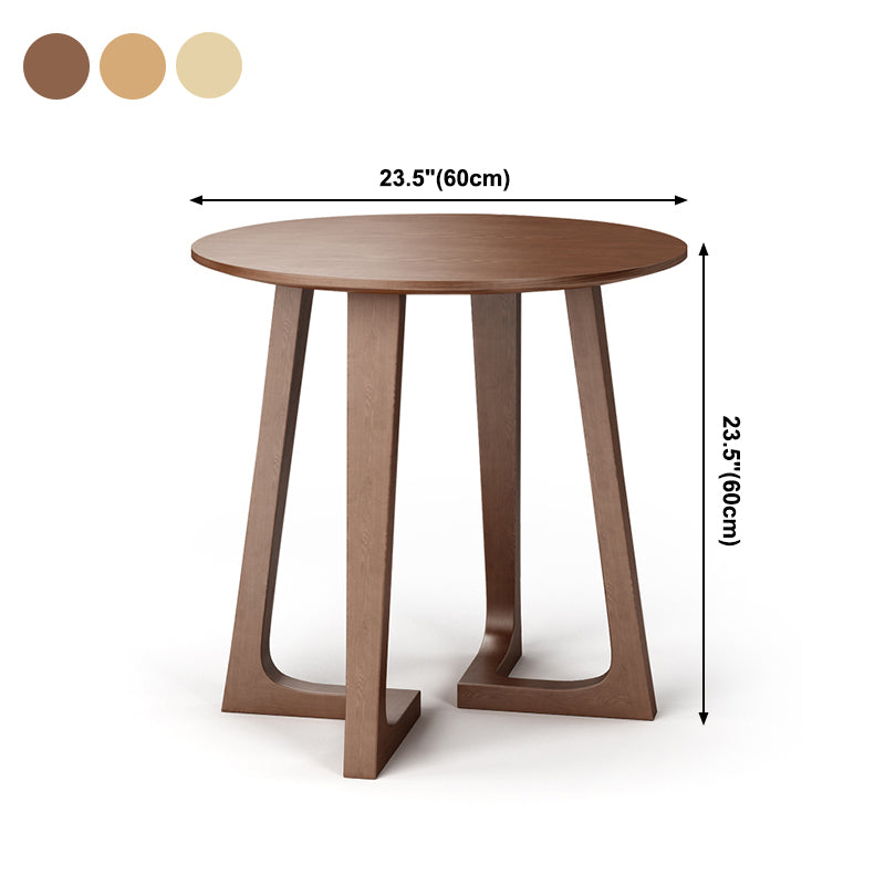 Round Double Pedestal Casual Dining Table Wood Color Fixed Table with Ashwood Solid Wood