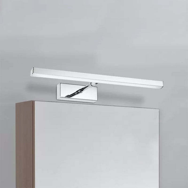 Aluminum Rectangle Vanity Lighting Simple Style 19"/23" Width LED Sconce Wall Light in Chrome, Warm/White Light