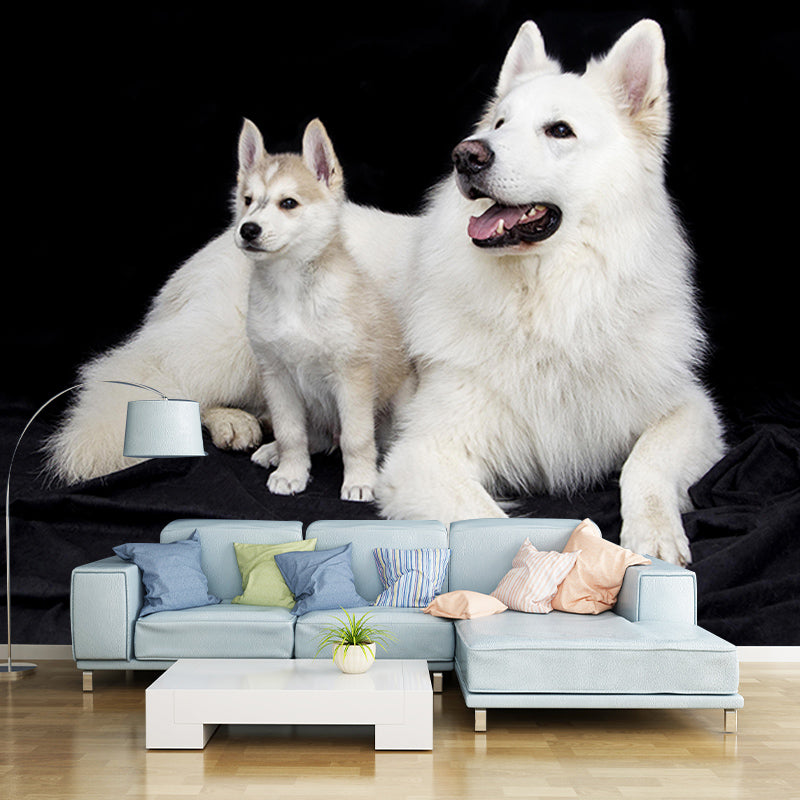 Decorative Photography Mural Wallpaper Cute Dogs Indoor Wall Mural