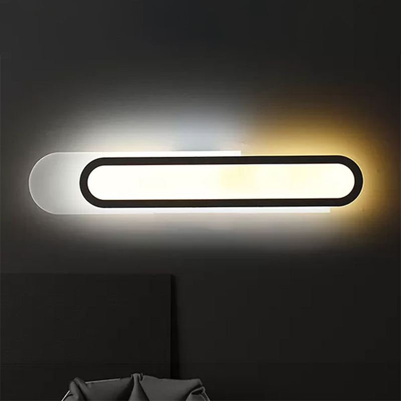 Vanité de salle de bain LED Lumière avec une teinte acrylique oblongue appiculture murale blanche en lumière chaude / blanche, 12 "/ 18" / 20 "de largeur