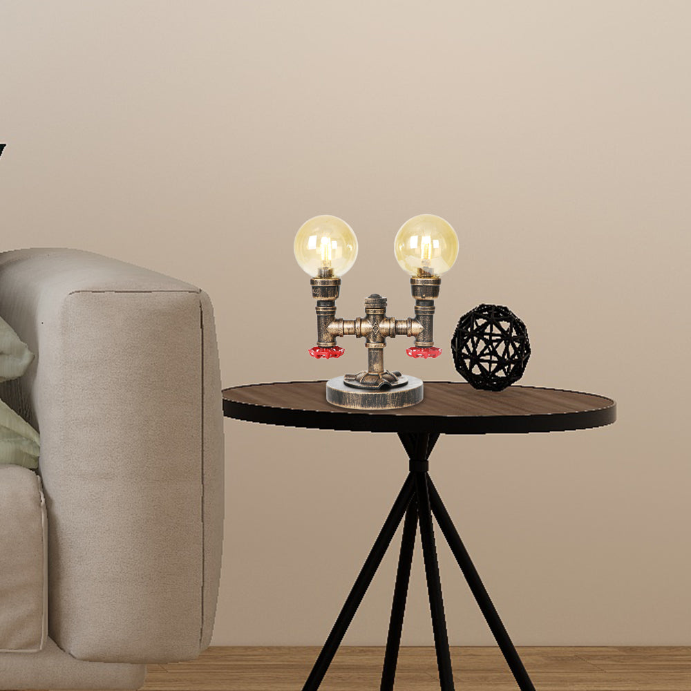 Clear/Amber Glass Antique Bronze Distanne Light Globe 2/3 Light Implesso di attività industriali con base