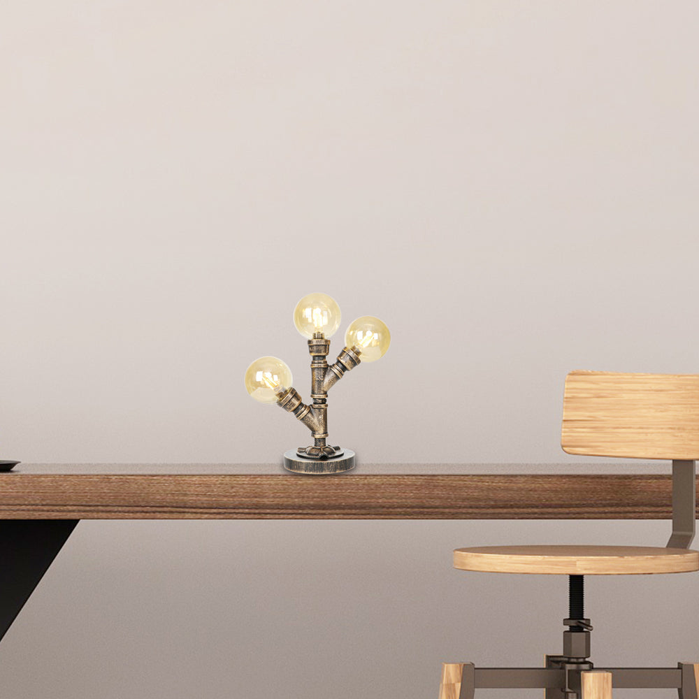 Clear/Amber Glass Antique Bronze Distanne Light Globe 2/3 Light Implesso di attività industriali con base