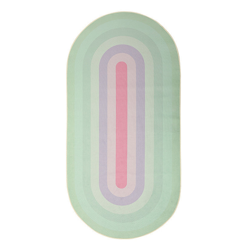 Light Green Contemporary Rug Polyester Striped Rug Washable Rug for Home Decor