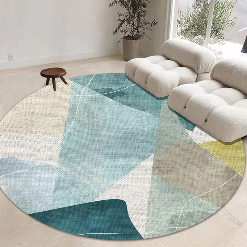 Navy Modern Teppich Polyester Feder Teppich Färbung widerstandsfähiger Teppich für Wohnzimmer