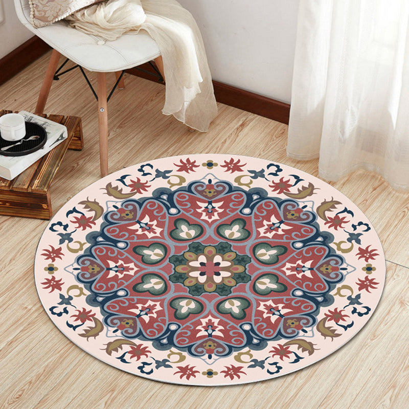 Rose Red Rug Polyester Graphic Indoor Rug Washable Rug for Drawing Room