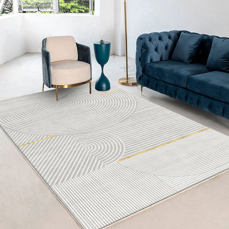 Alfombra de la línea de poliéster moderna gris alfombra de la línea de respaldo sin deslizamiento para sala de estar para sala de estar