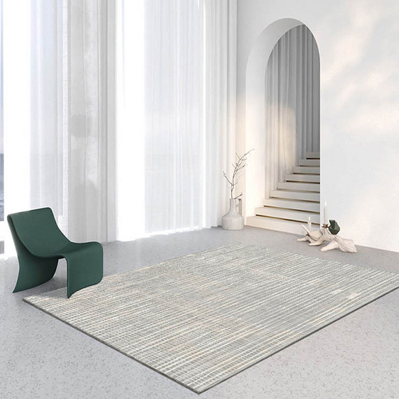 Alfombra de la línea de poliéster moderna gris alfombra de la línea de respaldo sin deslizamiento para sala de estar para sala de estar