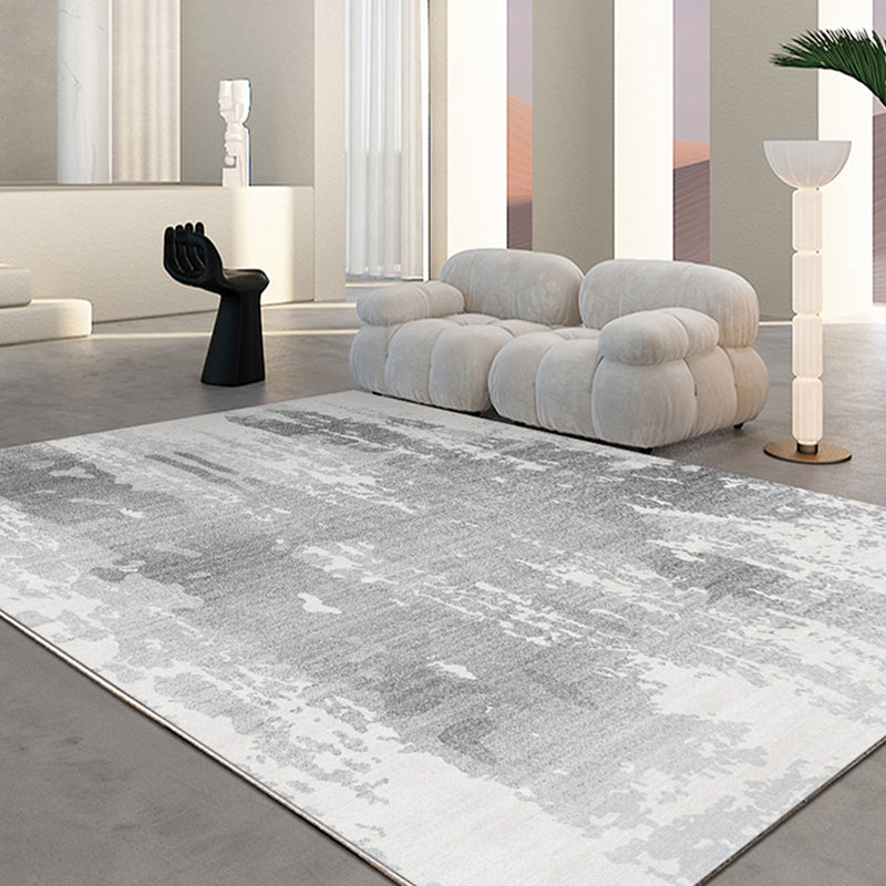 Grauer abstrakter Graphic Teppich Polyester Moderner Teppich Färbemfester Teppich für Wohnzimmer
