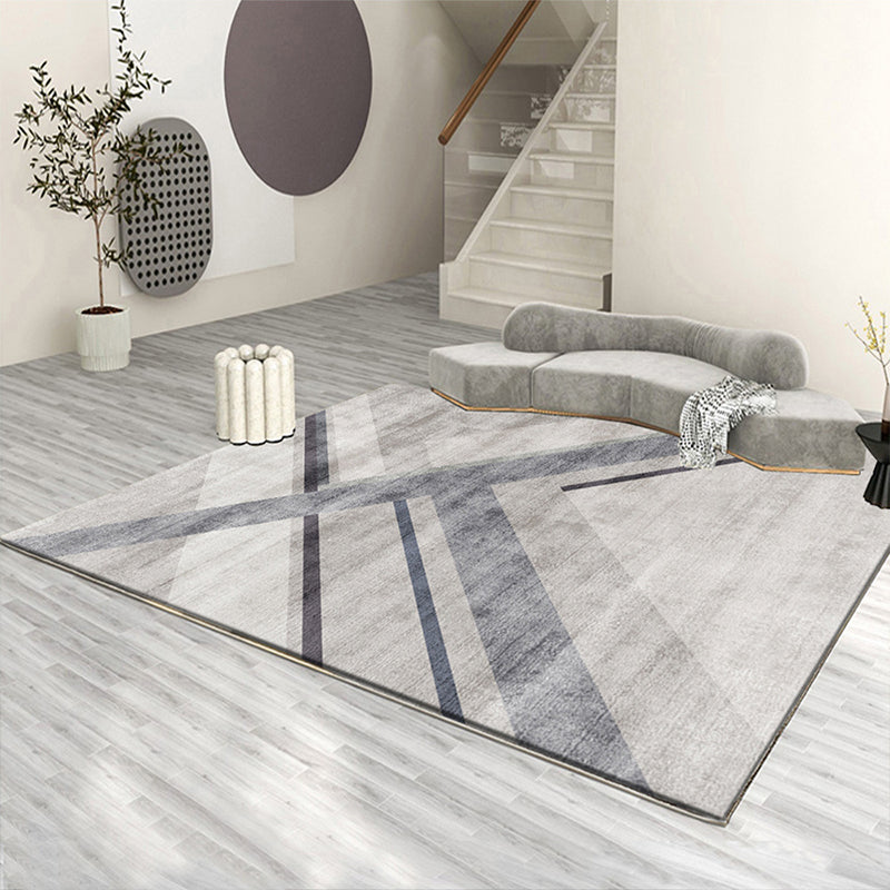 Grauer abstrakter Graphic Teppich Polyester Moderner Teppich Färbemfester Teppich für Wohnzimmer