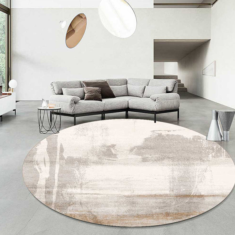 Light Brown Stirpe Rug Polyester Casual Rug Non-Slip Backing Rug for Living Room