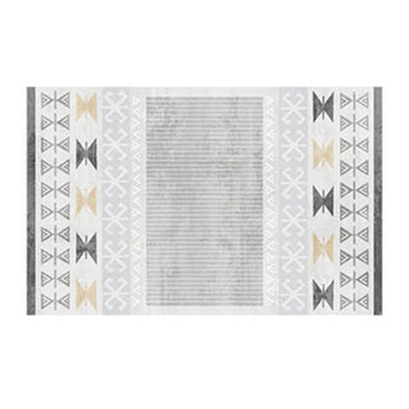 Hellgrau Modern Teppich Polyester Grafik Innenteppich Waschbar für Wohnzimmer