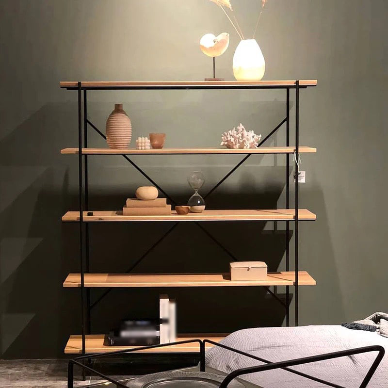 Industrial Style Etagere Bookshelf Vertical Shelf Bookcase for Home