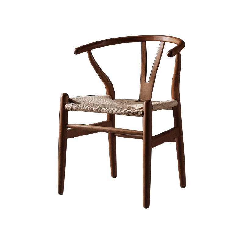 Silla de comedor de madera moderna con acabado mate de Wishbone de haya