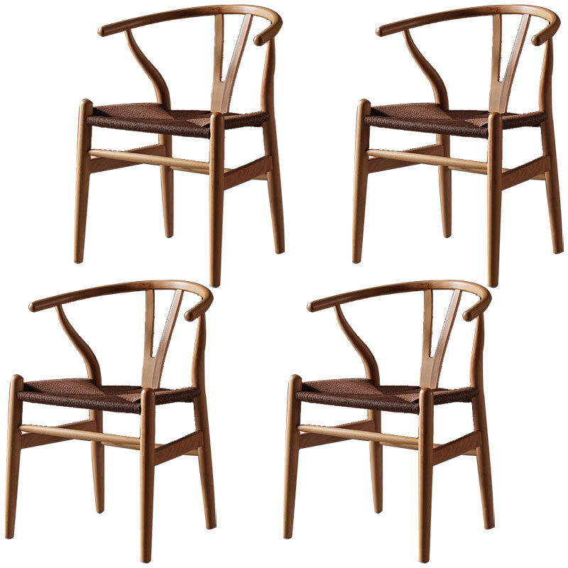 Moderne beuken Wishbone bijzetstoel met matte afwerking houten eetkamerstoel
