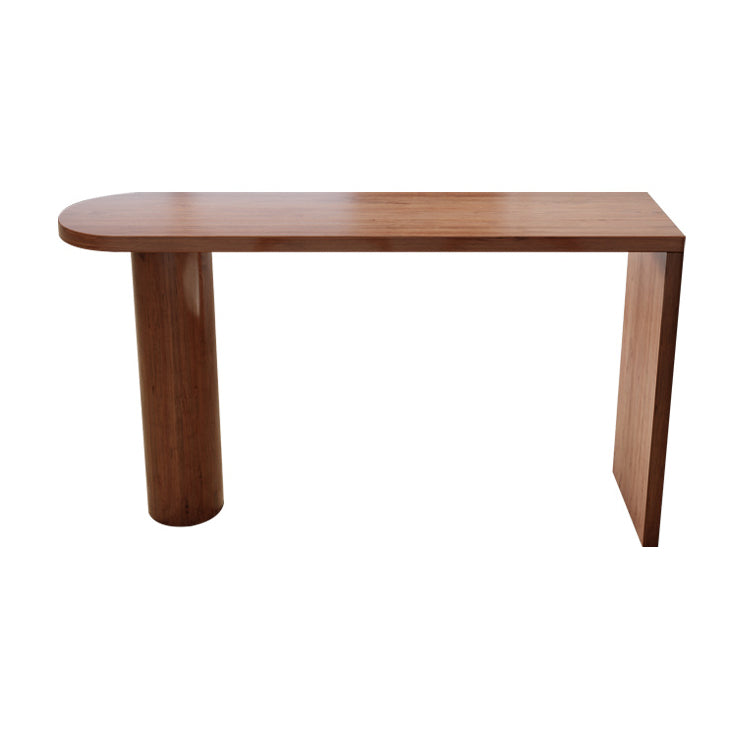 Brown Wood Pub Table with Specialty Table Top Double Pedestal Table - 41.3" H