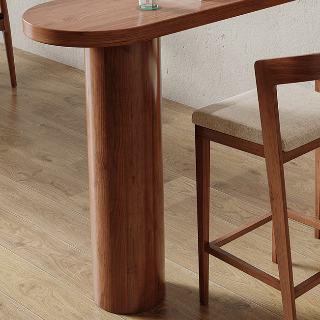 Brown Wood Pub Table with Specialty Table Top Double Pedestal Table - 41.3" H