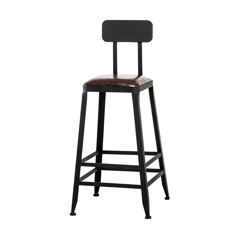 Industrial Iron Armless Footrest Stool Brown Upholstered Stool for Bristol