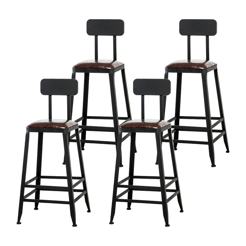 Industrial Iron Armless Footrest Stool Brown Upholstered Stool for Bristol