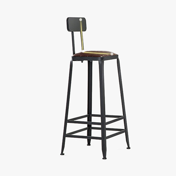 Industrial Iron Armless Footrest Stool Brown Upholstered Stool for Bristol