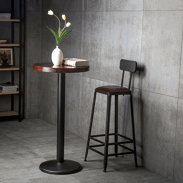 Industrial Iron Armless Footrest Stool Brown Upholstered Stool for Bristol