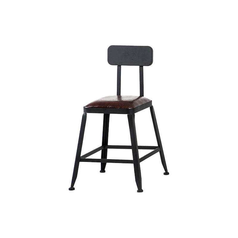 Industrial Iron Armless Footrest Stool Brown Upholstered Stool for Bristol