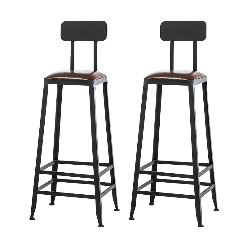Industrial Iron Armless Footrest Stool Brown Upholstered Stool for Bristol
