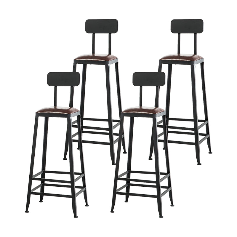 Industrial Iron Armless Footrest Stool Brown Upholstered Stool for Bristol