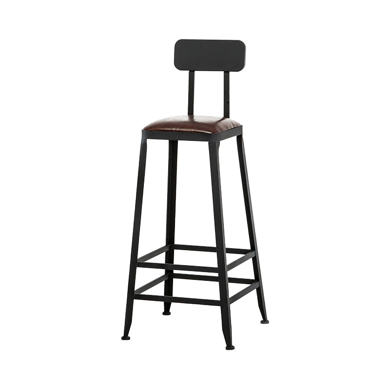 Industrial Iron Armless Footrest Stool Brown Upholstered Stool for Bristol