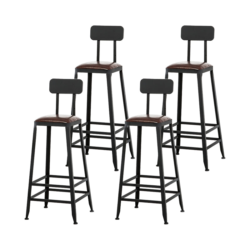 Industrial Iron Armless Footrest Stool Brown Upholstered Stool for Bristol