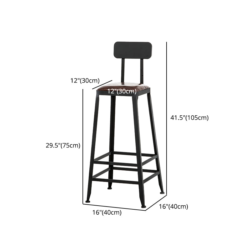 Industrial Iron Armless Footrest Stool Brown Upholstered Stool for Bristol