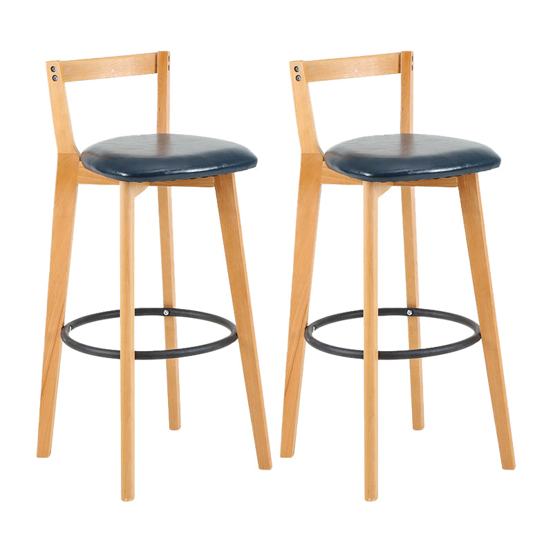 Contemporary Wood Kitchen Dining Room Armless Stool Low Back Bar Stool