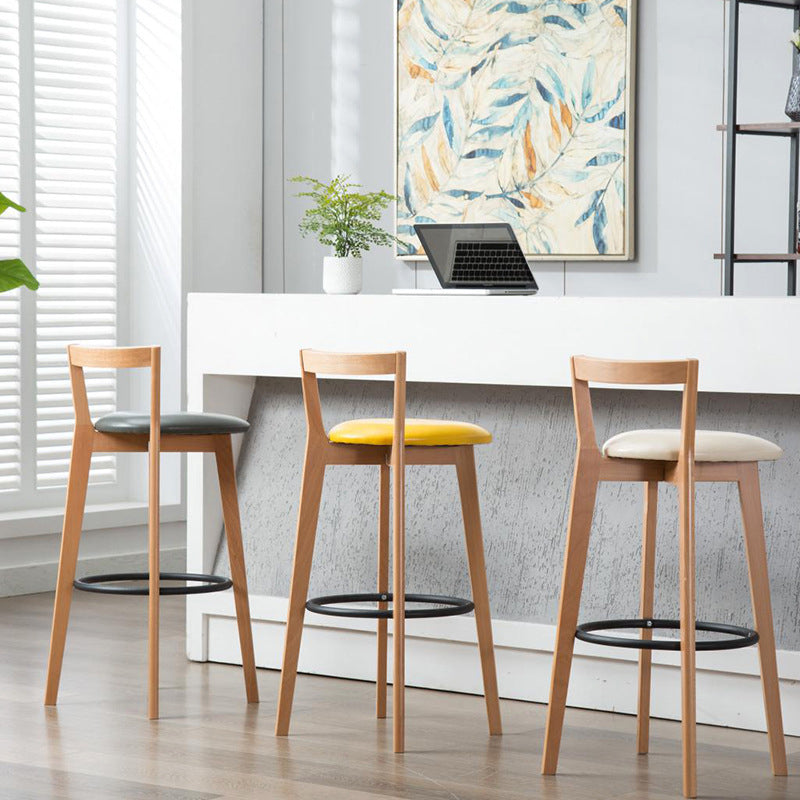 Contemporary Wood Kitchen Dining Room Armless Stool Low Back Bar Stool