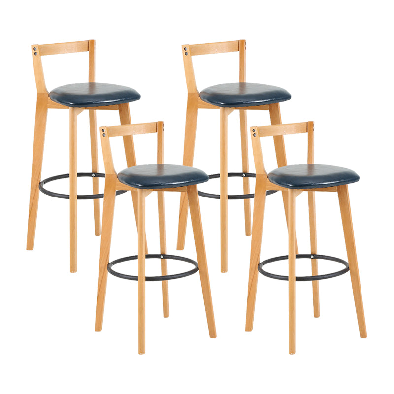 Contemporary Wood Kitchen Dining Room Armless Stool Low Back Bar Stool