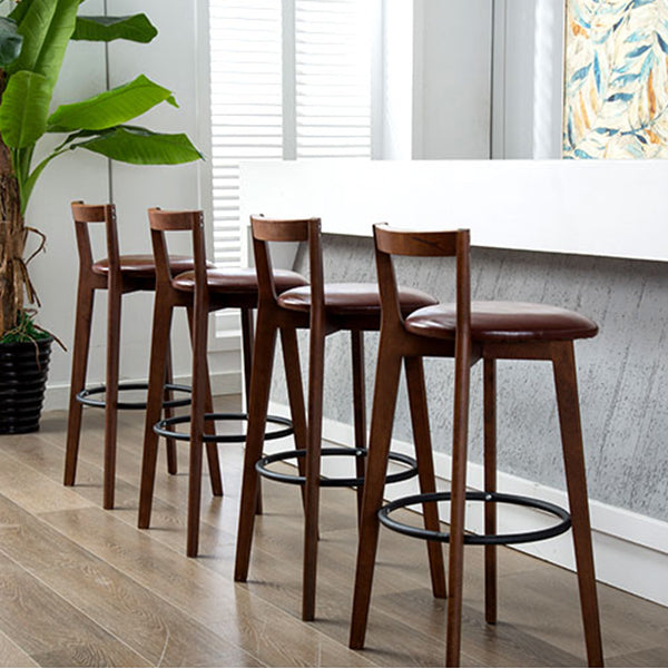 Contemporary Wood Kitchen Dining Room Armless Stool Low Back Bar Stool