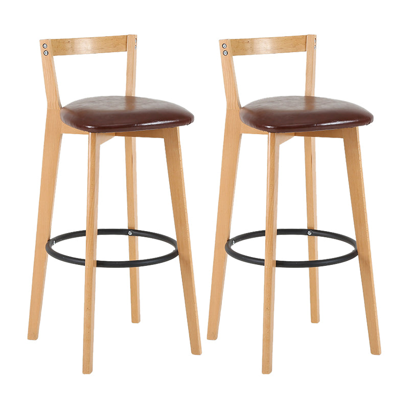 Contemporary Wood Kitchen Dining Room Armless Stool Low Back Bar Stool