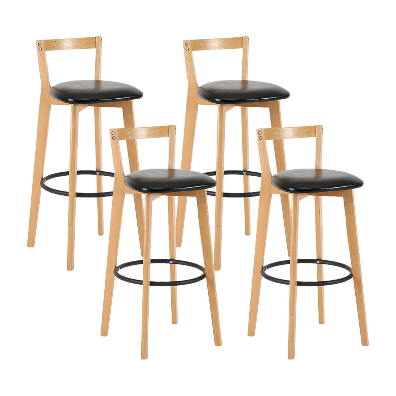 Contemporary Wood Kitchen Dining Room Armless Stool Low Back Bar Stool