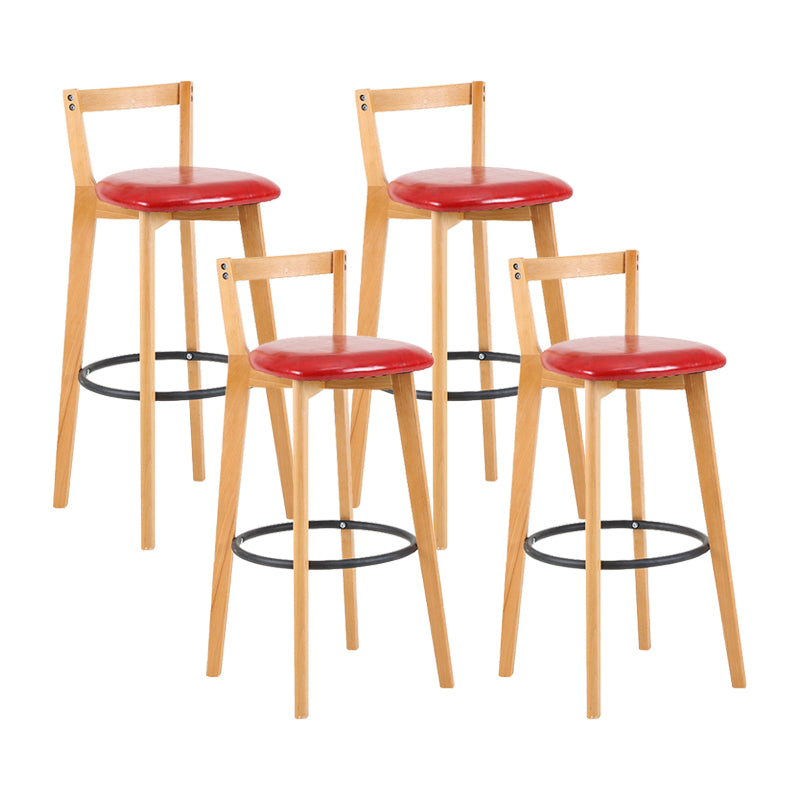 Contemporary Wood Kitchen Dining Room Armless Stool Low Back Bar Stool