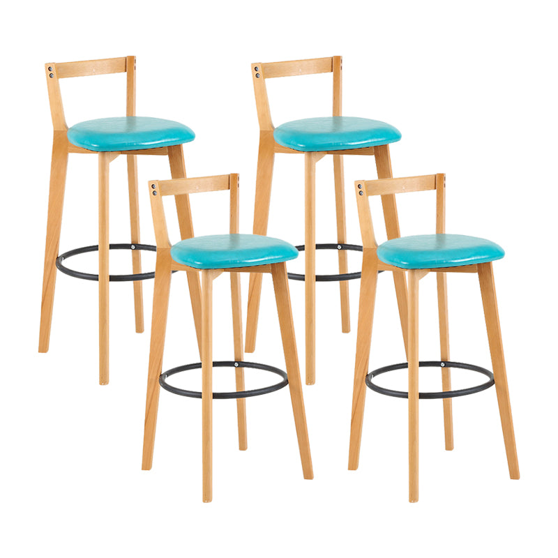 Contemporary Wood Kitchen Dining Room Armless Stool Low Back Bar Stool