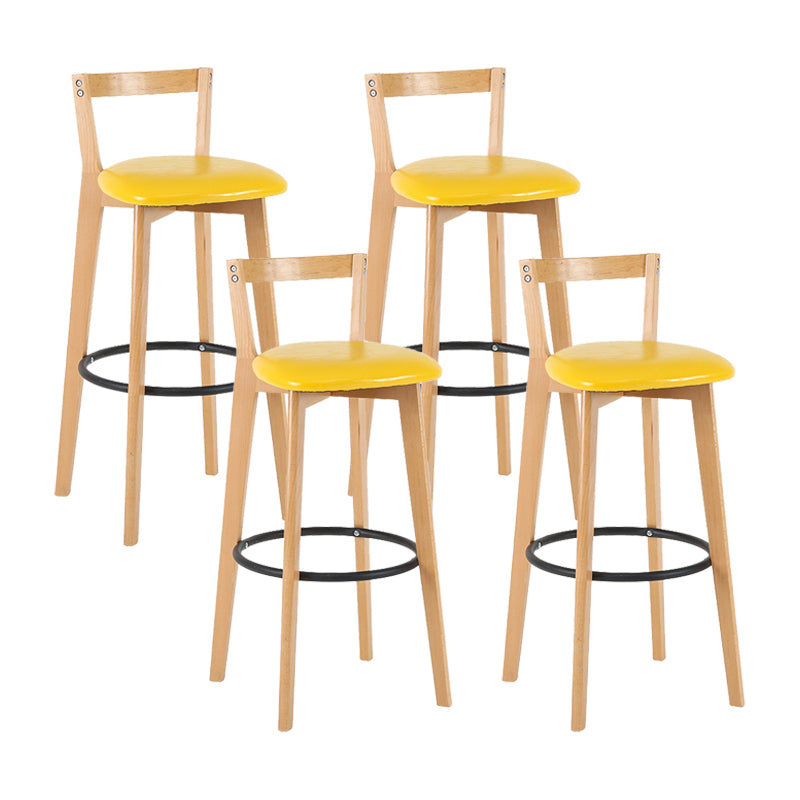 Contemporary Wood Kitchen Dining Room Armless Stool Low Back Bar Stool