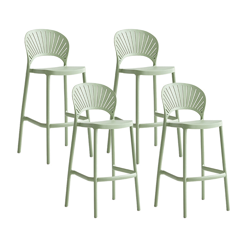29.53" Plastic Scandinavian Kitchen Dining Room Armless Stool Low Back Bar Stool