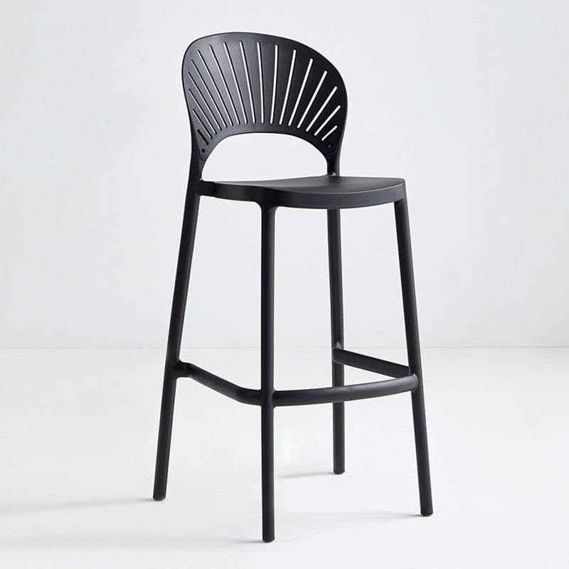 29.53" Plastic Scandinavian Kitchen Dining Room Armless Stool Low Back Bar Stool